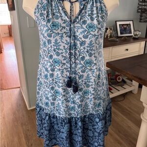Tommy Bahama Floral Blue and White Halter Dress